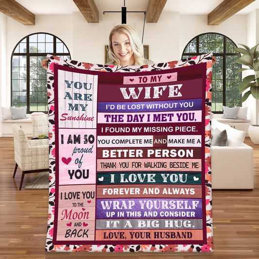 TO MY WIFE NEVER FORGET I LOVE YOU  BLANKET PINK