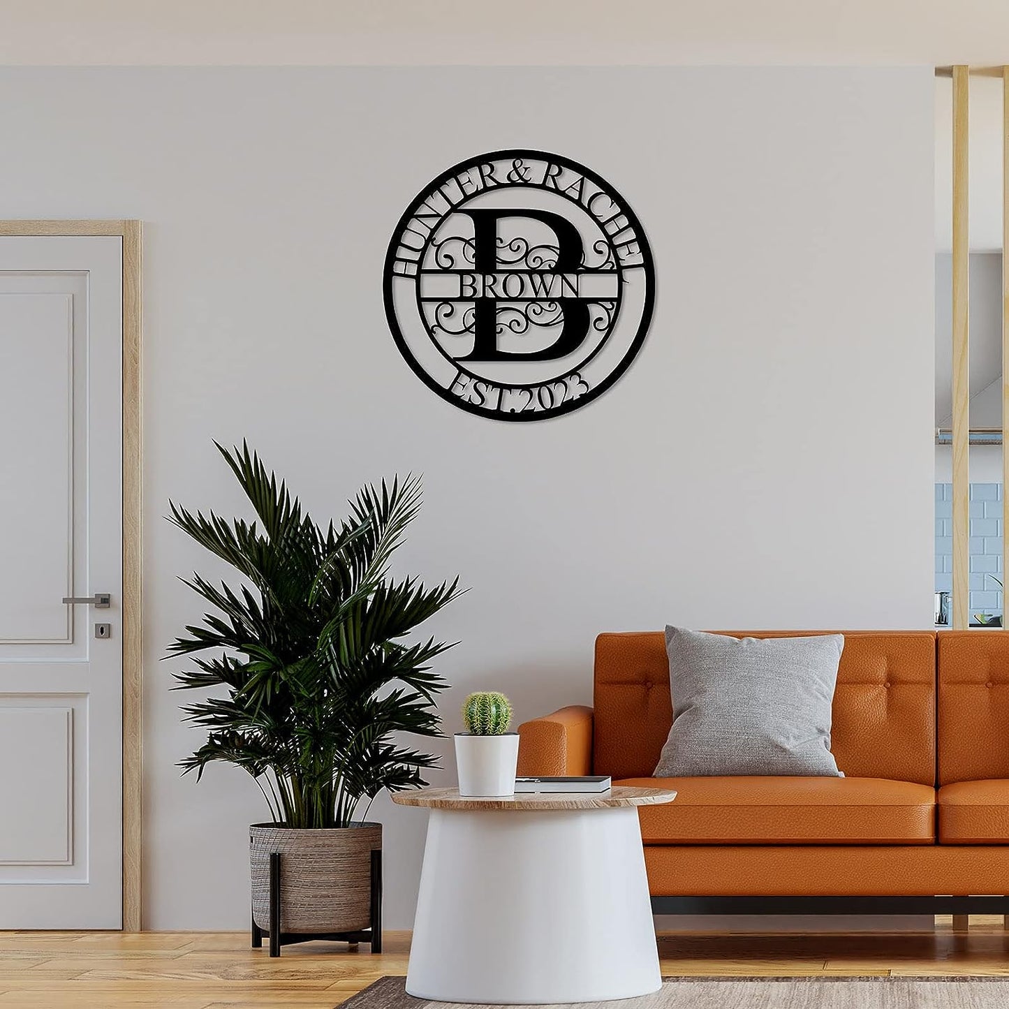 Family Monogram Split Steel - Personalized Name Sign