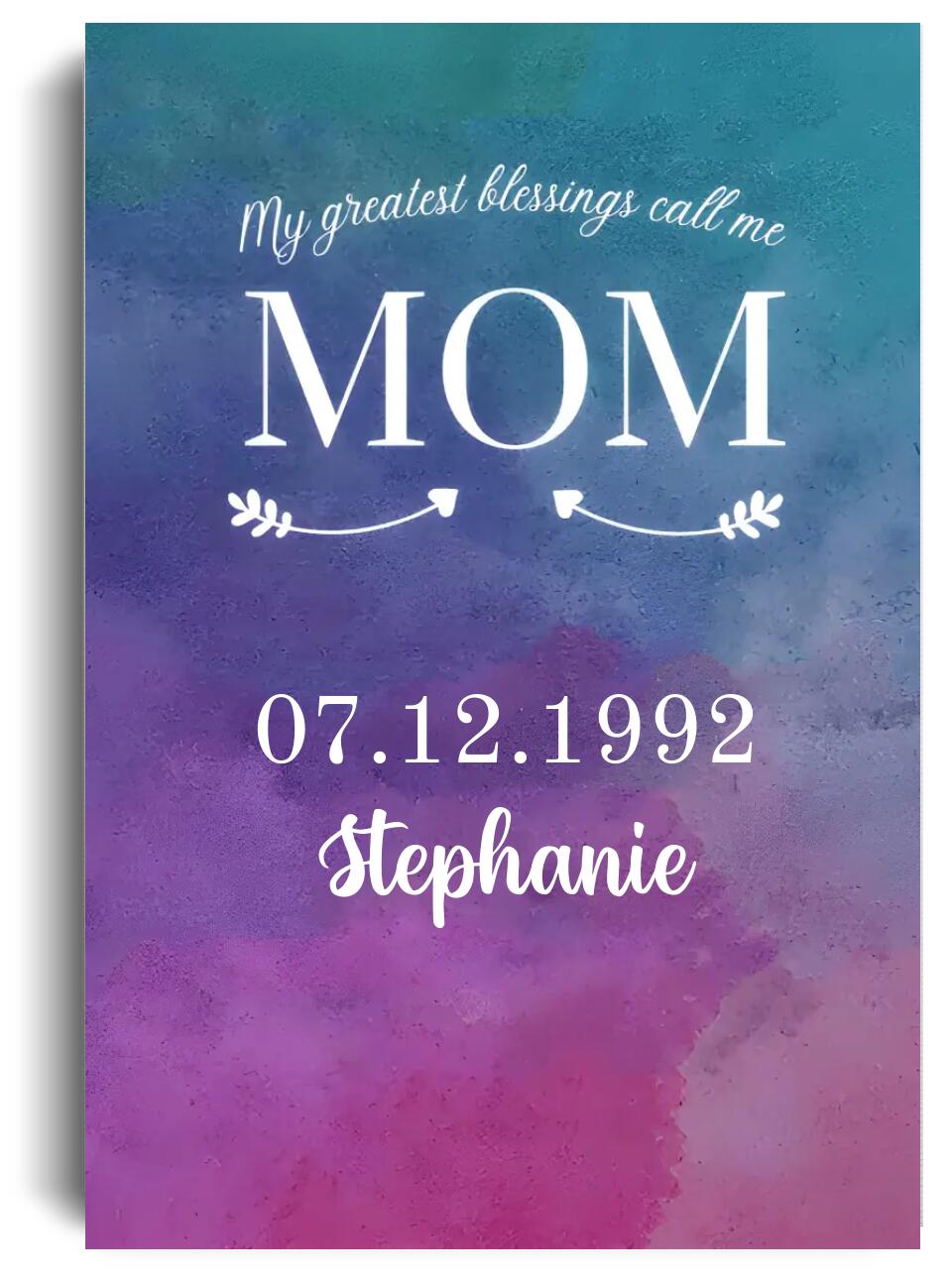 MY GREATEST BLESSINGS CALL ME MOM CUSTOM WALL ART