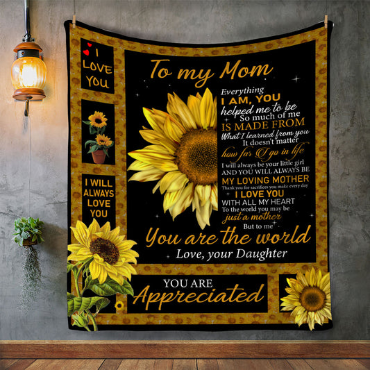 To My Mom | Luxurious Sunflower Blanket | Always Love You Gift For Mother's Day, Birthday