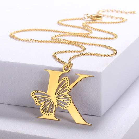 Personalized Letters with Butterfly Necklace