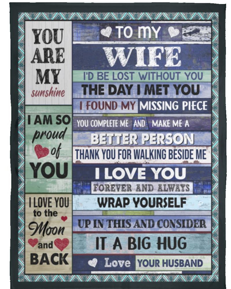 To My Wife - Love you Always Blue Plush Blanket - FREE USA SHIPPING