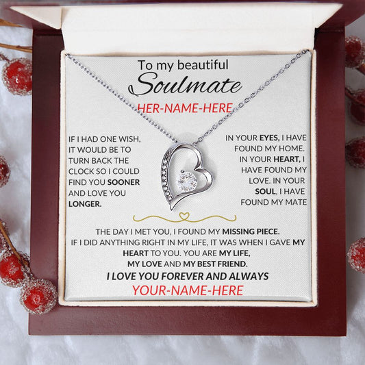 To My Beautiful Soulmate | Limited Edition Personalized Love Necklace | White