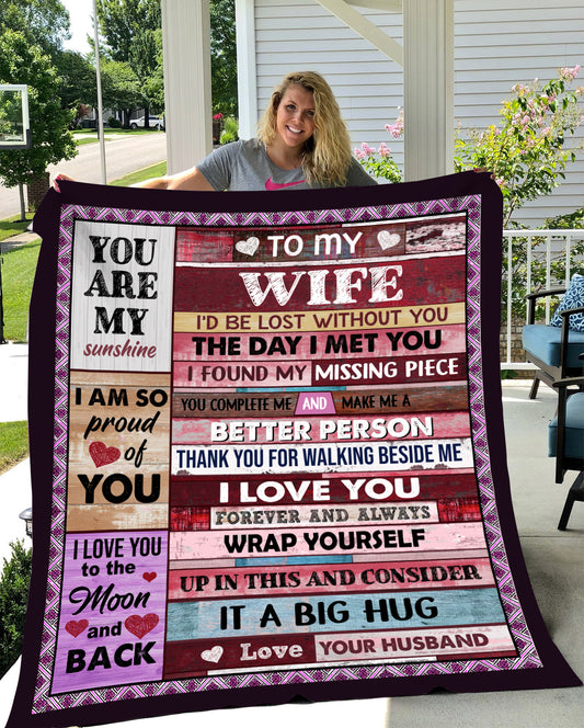 TO MY WIFE NEVER FORGET I LOVE YOU  BLANKET PINK
