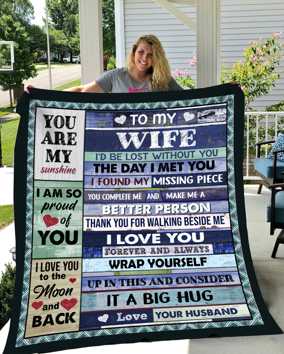 To My Wife - Love you Always Blue Plush Blanket - FREE USA SHIPPING