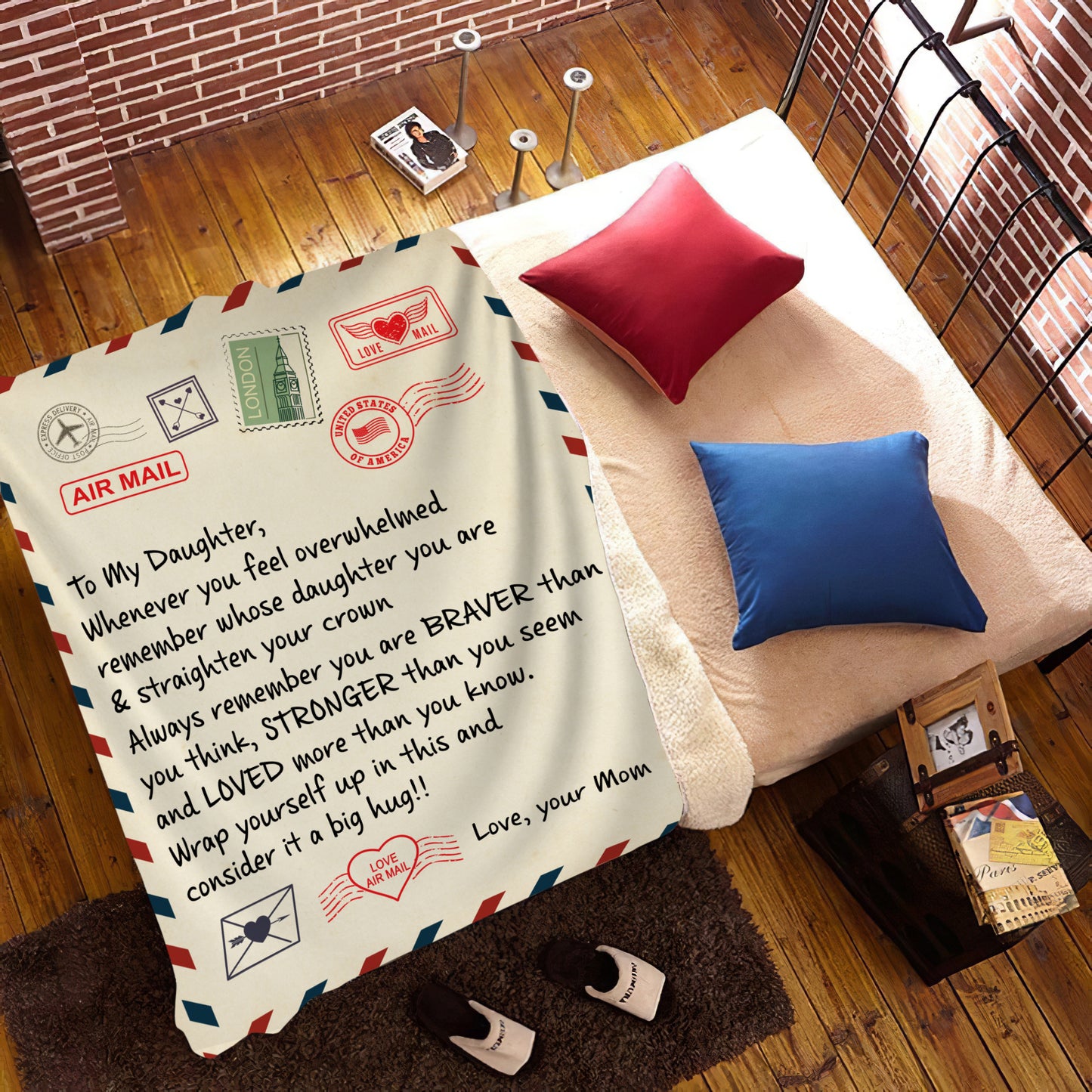 The Letter Blanket LUXURY MINK SHERPA To My daughter Love Mom Birthday Graduation Anniversary Christmas Gift for Her