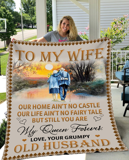 TO MY WIFE QUEEN AND GRUMPY BLANKET 2023 LIMITED EDITION