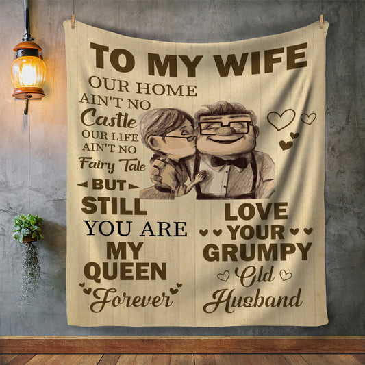 To My Wife Love Grumpy Husband Luxury Fleece - FREE SHIPPING!