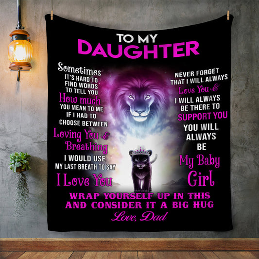 To My Daughter - Luxury Fleece Pink Lion Free Shipping!