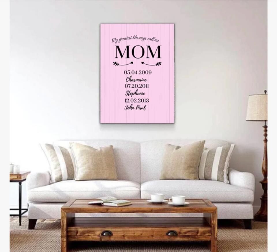 MY GREATEST BLESSINGS CALL ME MOM CUSTOM WALL ART