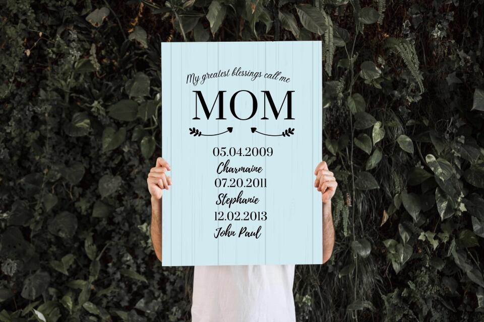 MY GREATEST BLESSINGS CALL ME MOM CUSTOM WALL ART