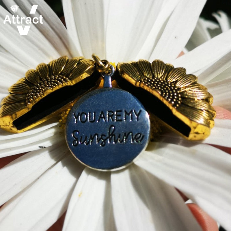 You Are My Sunshine | Open Locket Sunflower Pendant Necklace