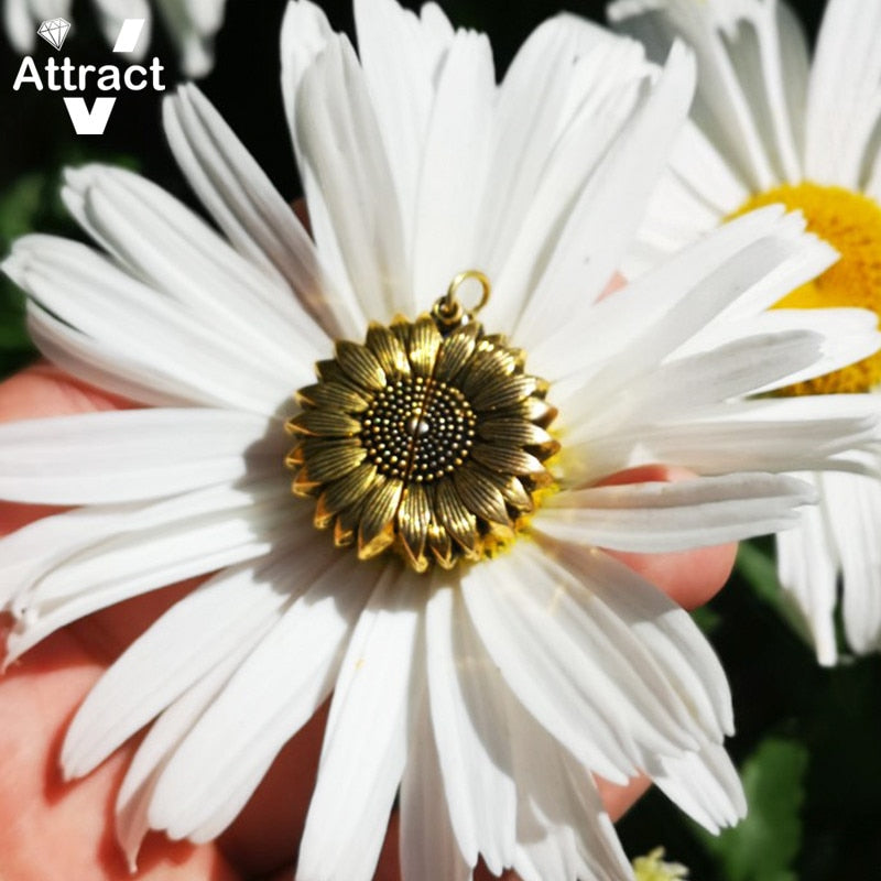 You Are My Sunshine | Open Locket Sunflower Pendant Necklace