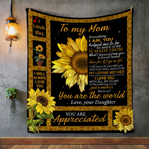 To My Mom | Luxurious Sunflower Blanket | Always Love You Gift For Mother's Day, Birthday