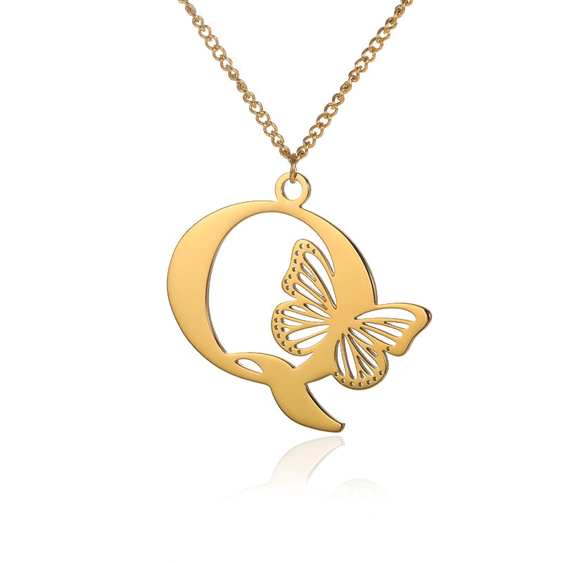 Personalized Letters with Butterfly Necklace