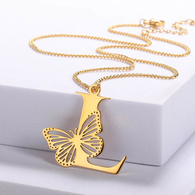 Personalized Letters with Butterfly Necklace