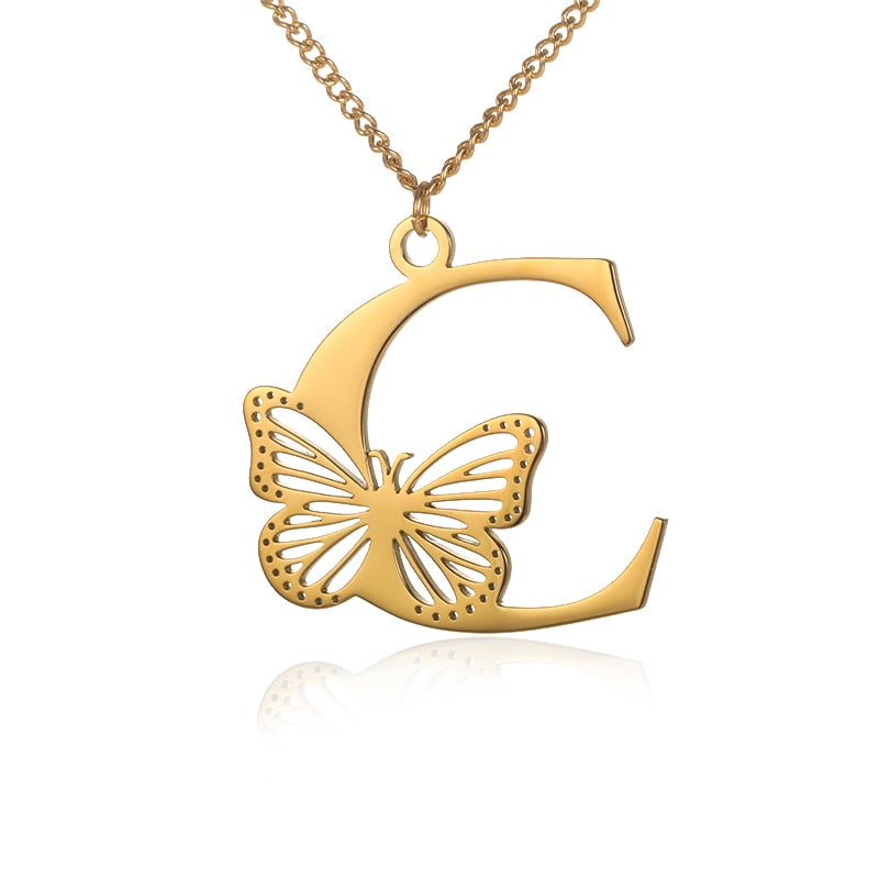 Personalized Letters with Butterfly Necklace