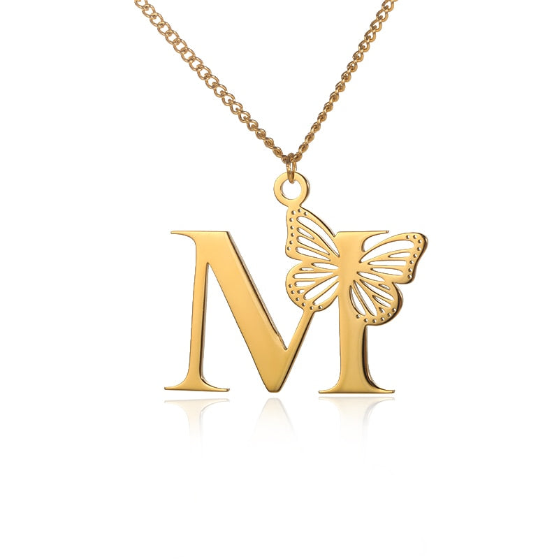 Personalized Letters with Butterfly Necklace