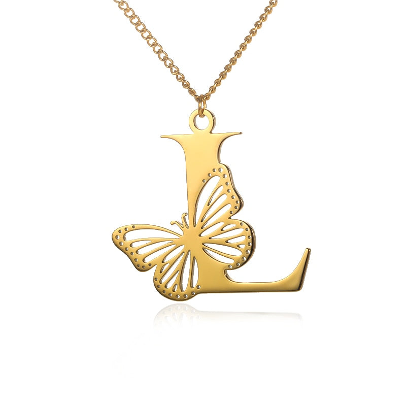 Personalized Letters with Butterfly Necklace