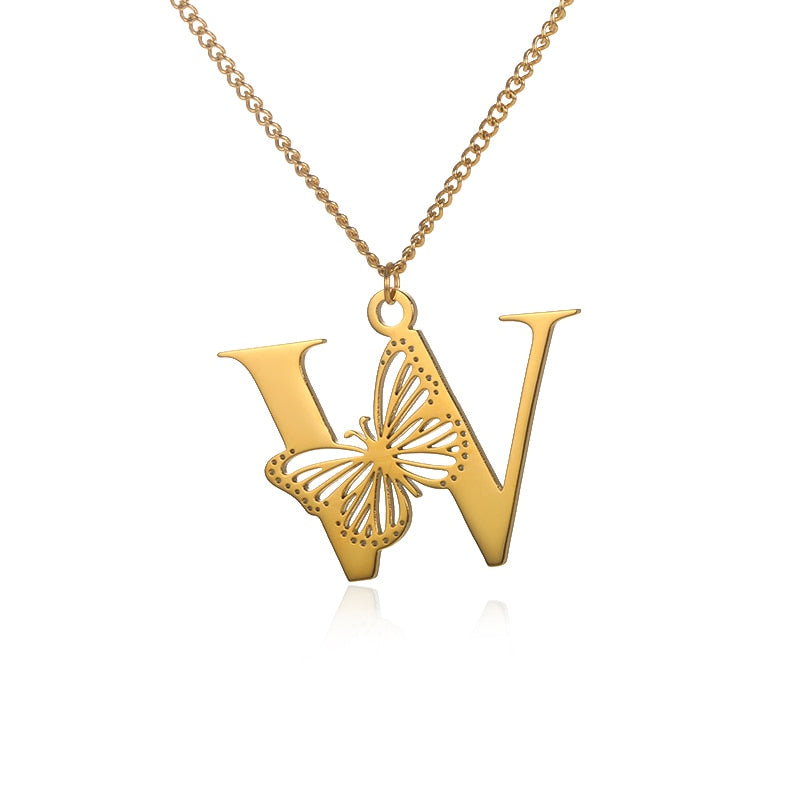 Personalized Letters with Butterfly Necklace