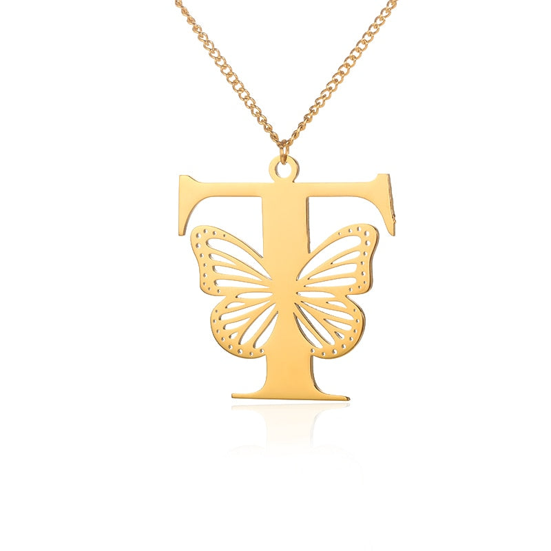 Personalized Letters with Butterfly Necklace