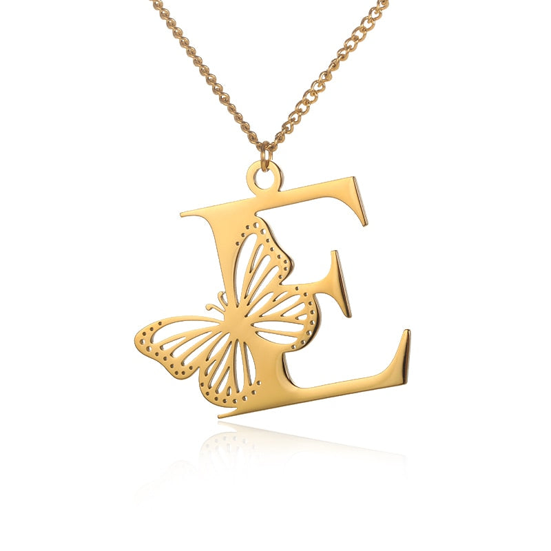 Personalized Letters with Butterfly Necklace