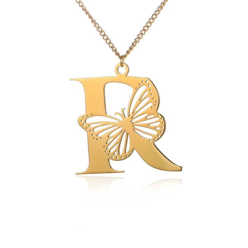 Personalized Letters with Butterfly Necklace