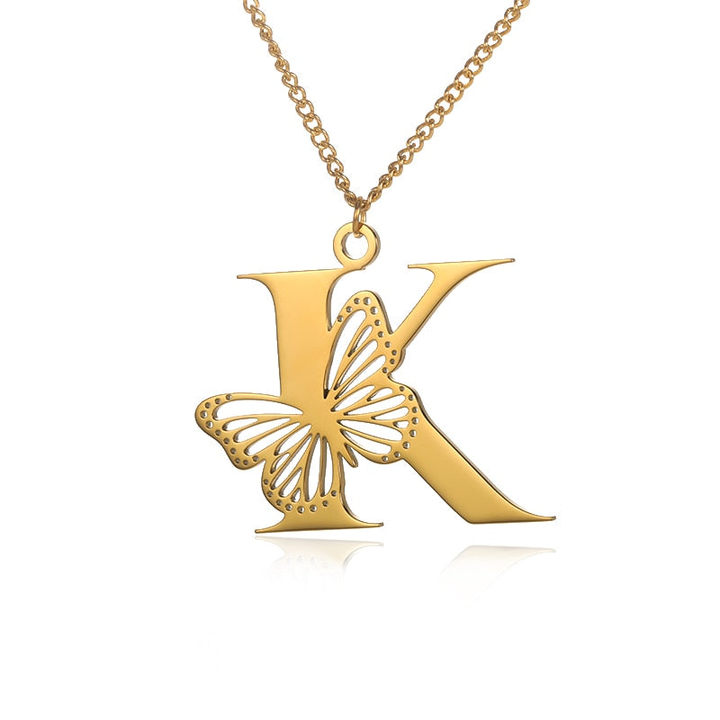 Personalized Letters with Butterfly Necklace