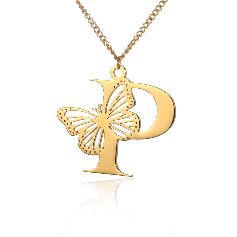 Personalized Letters with Butterfly Necklace