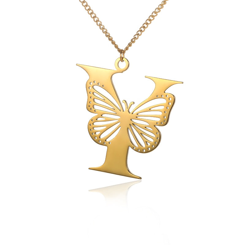 Personalized Letters with Butterfly Necklace