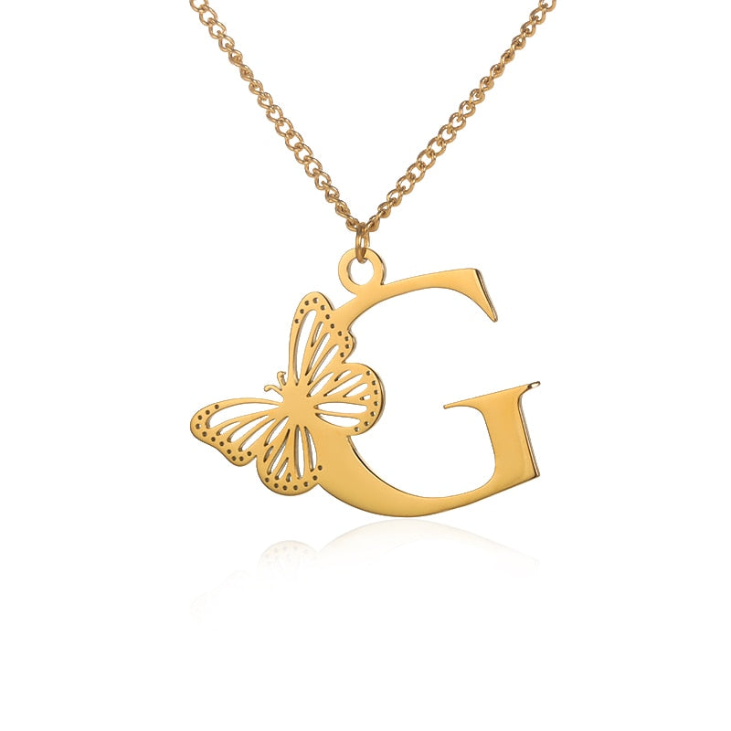 Personalized Letters with Butterfly Necklace