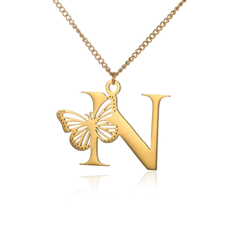 Personalized Letters with Butterfly Necklace