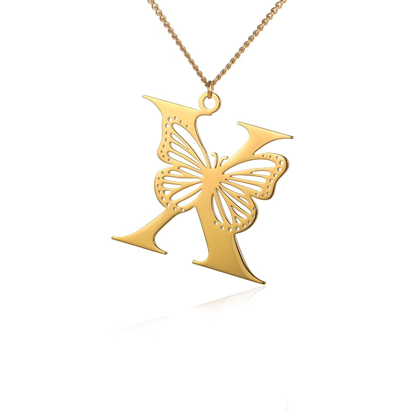 Personalized Letters with Butterfly Necklace