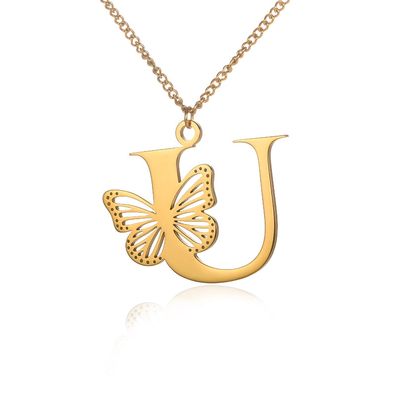 Personalized Letters with Butterfly Necklace