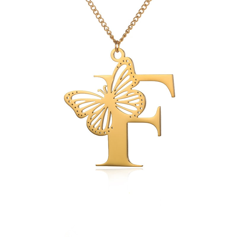 Personalized Letters with Butterfly Necklace