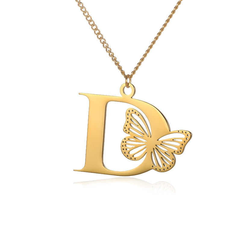 Personalized Letters with Butterfly Necklace