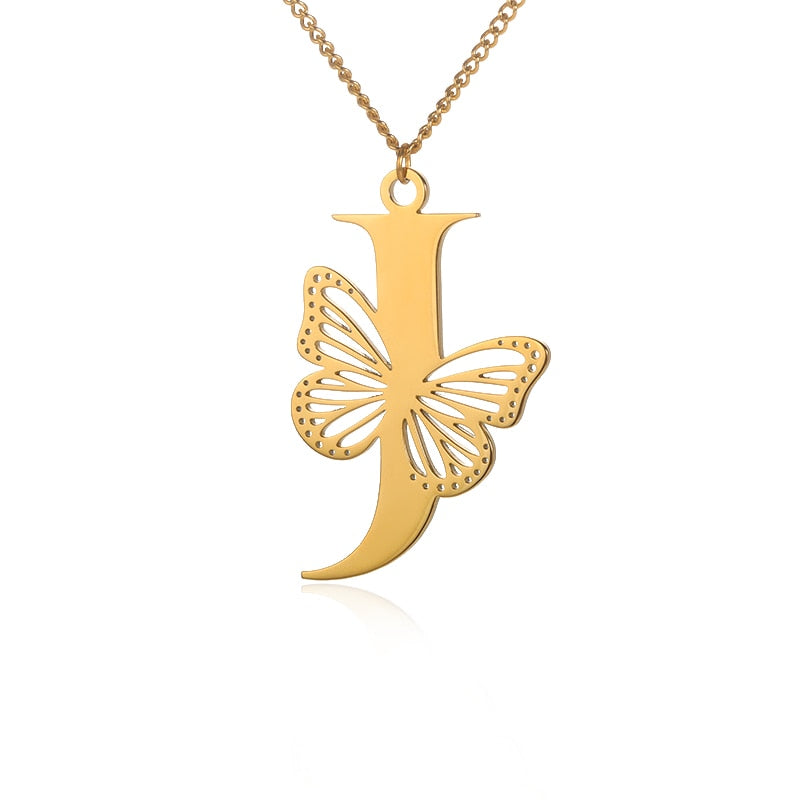 Personalized Letters with Butterfly Necklace