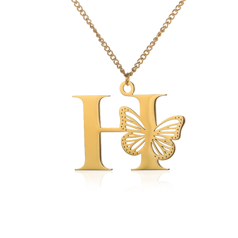 Personalized Letters with Butterfly Necklace