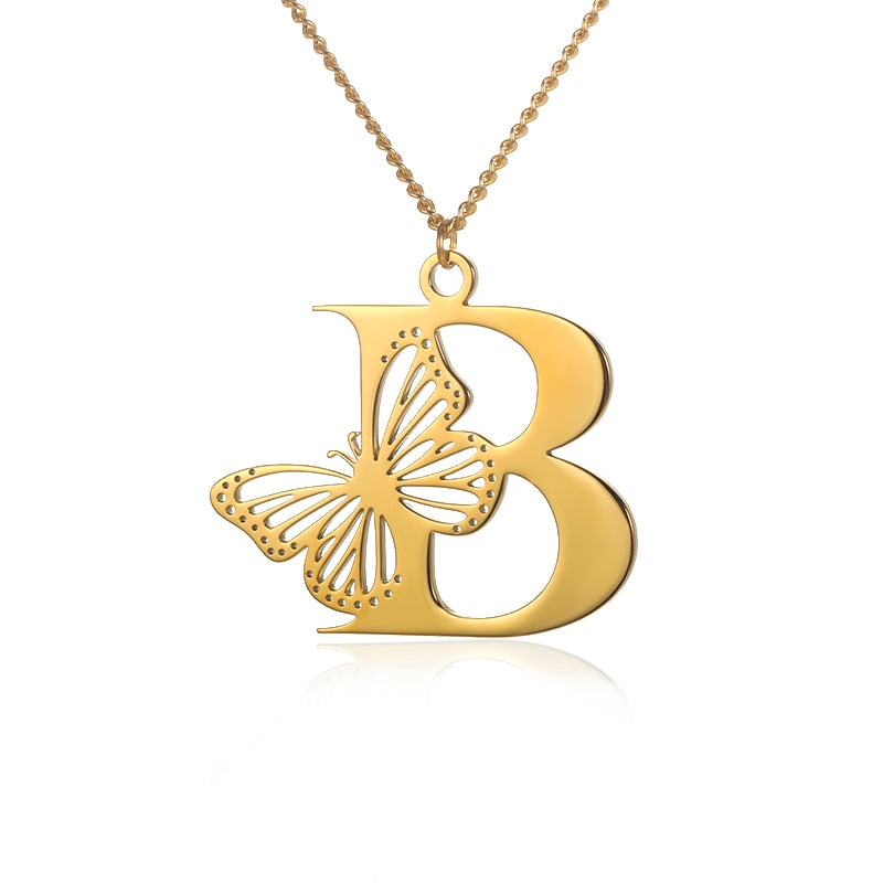 Personalized Letters with Butterfly Necklace