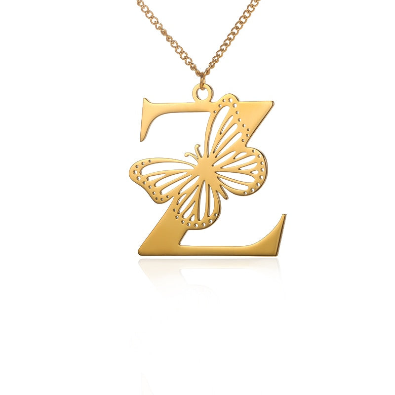 Personalized Letters with Butterfly Necklace