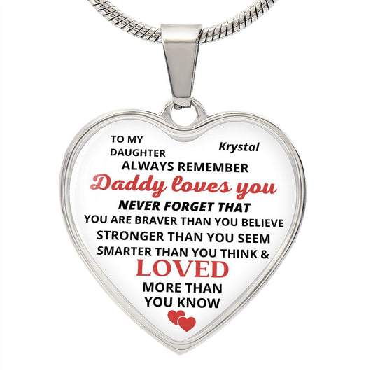 Personalized To My Daughter Heart Pendant | Daddy Loves YOU