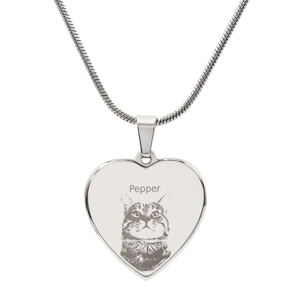 Custom Pet Portrait Necklace! Perfect Gift for Cat or Dog Lovers! Personalized with their name!
