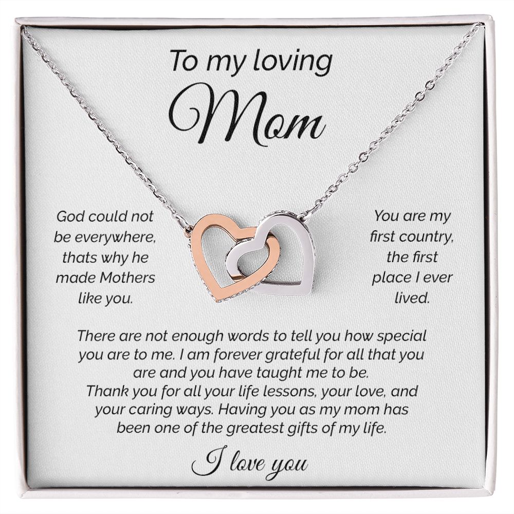 To My Loving Mom - Interlocked Hearts Necklace