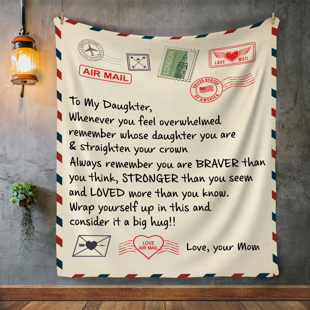 The Letter Blanket LUXURY MINK SHERPA To My daughter Love Mom Birthday Graduation Anniversary Christmas Gift for Her