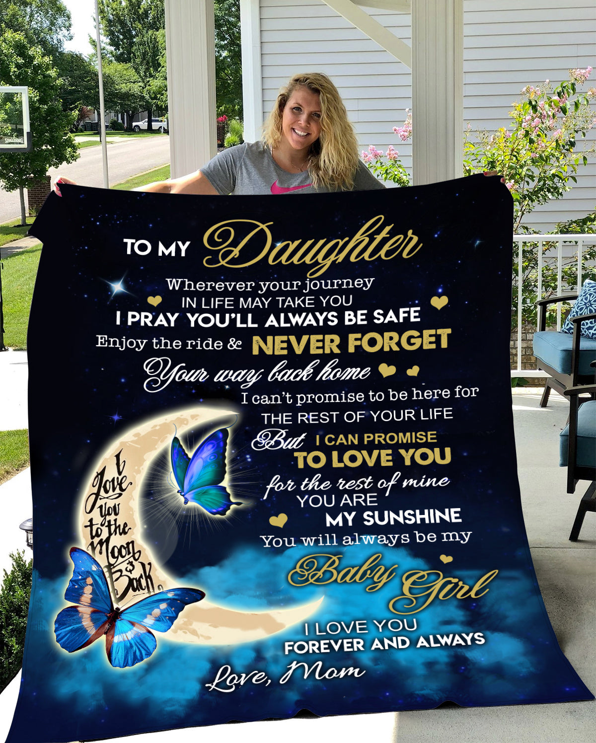 TO MY DAUGHTER LOVE YOU TO THE MOON BACK - LOVE MOM - LUXURY MINK SHERPA FLEECE