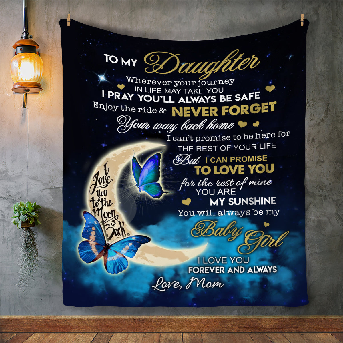 TO MY DAUGHTER LOVE YOU TO THE MOON BACK - LOVE MOM - LUXURY MINK SHERPA FLEECE